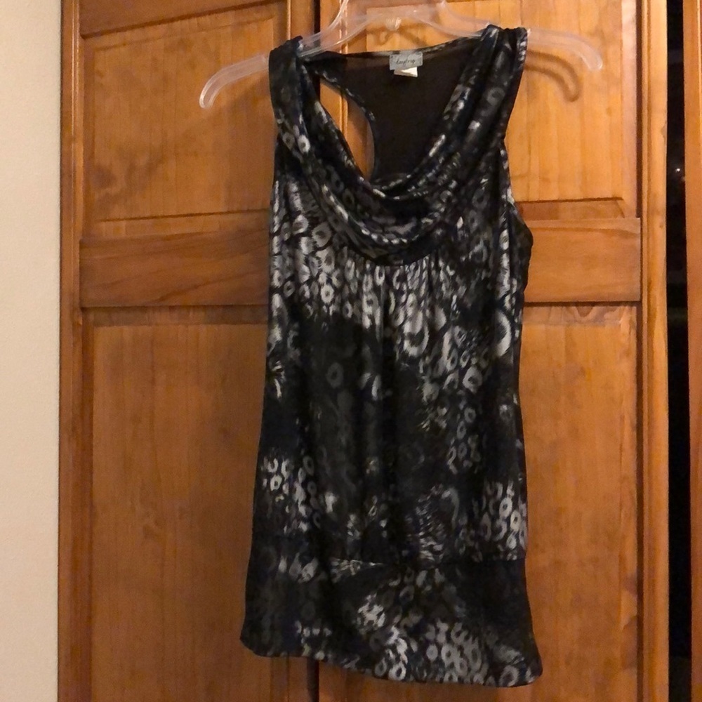 Daytrip Black Leopard Cowl Neck Tank Top Small